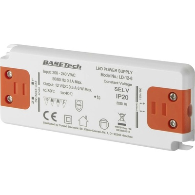Basetech LD-12-6 napájecí zdroj pro LED konstantní napětí 6 W 0.5 A schválení nábytku , přepětí , montáž na nehořlavém p