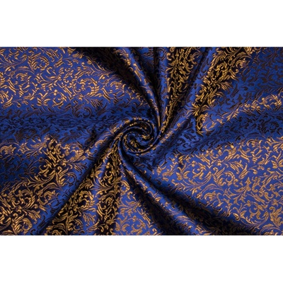Brokát ornamenty – modro-bronzový