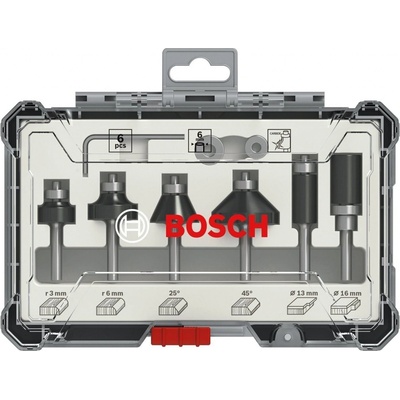 BOSCH Souprava frézovacích bitu, zarovnávání a zaoblování, 6 mm drík