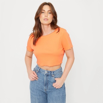 Image 1 of Be You Тениска Be You Women's Cropped Rib T-Shirt - Tangerine