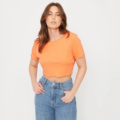 Be You Тениска Be You Women's Cropped Rib T-Shirt - Tangerine