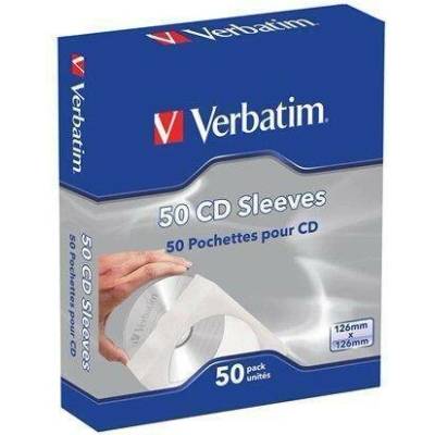 Verbatim CD/DVD papírová obálka s okénkem, lepící, bílá, Verbatim, 50ks/balení ,balení 50 ks