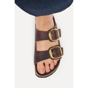 Birkenstock чехли дамски от кожа Arizona Big Buckle Oiled Leather (1032886.)
