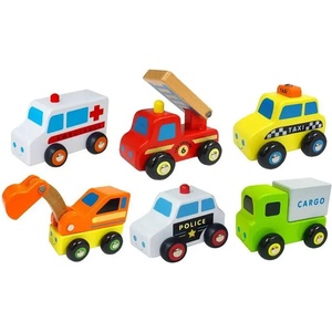 Viga Toys Дървен комплект Viga - Колички, 6 броя (59621)