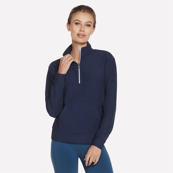 Skechers Women's Goluxe Rib Quarter-Zip Fleece - Navy
