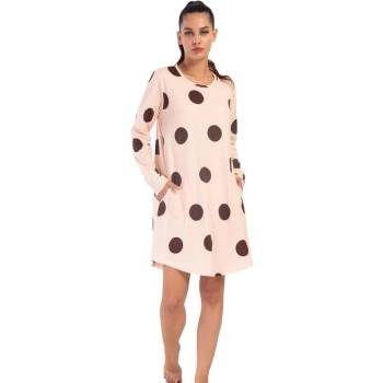 Бебешко розова нощница с дълги ръкави на точки