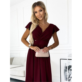 Numoco Рокля с деколте и къси ръкави - бургундско Numoco MATILDE numoco | Kafyav | ЖЕНИ | S