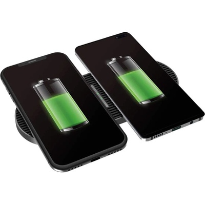 Platinet Wireless Charger Duo 2x10W - двойна поставка (пад) за безжично зареждане на Qi съвместими мобилни устройства (черен)