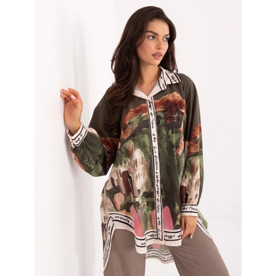 Rue Paris Shirt-IT-KS-18729.12-brown hnedá krémová žltá