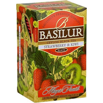 Basilur černý cejlonský čaj s příchutí jahoda a kiwi porcovaný Magic Fruits Strawberry and kiwi 20 x 2 g