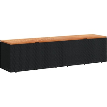 Външна кутия за съхранение черна 220x50x54 см PE ратан акация