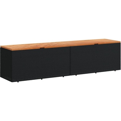 Външна кутия за съхранение черна 220x50x54 см PE ратан акация
