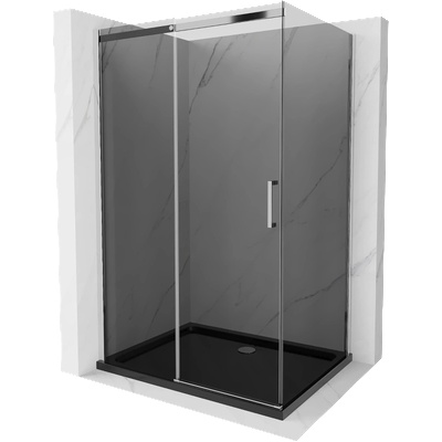 Mexen Omega плъзгаща се душкабина 120 x 80 см, графит, хром + поддушово корито (825-120-080-01-40-4070)