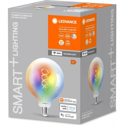 Ledvance SMART+ WiFi E27 4,8W čirý G125 RGB CCT - 4058075777897