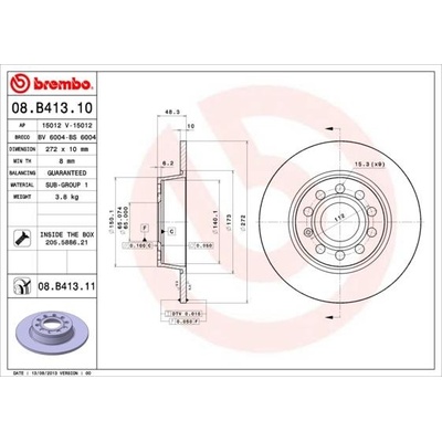 BREMBO Brzdový kotúč plny Ø272mm 08.B413.11