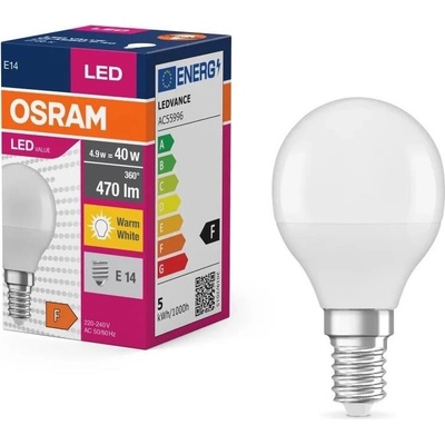 Osram VALUE E14 4,9W 5W, 5,5W/827 CLP40 miniglobe teplá
