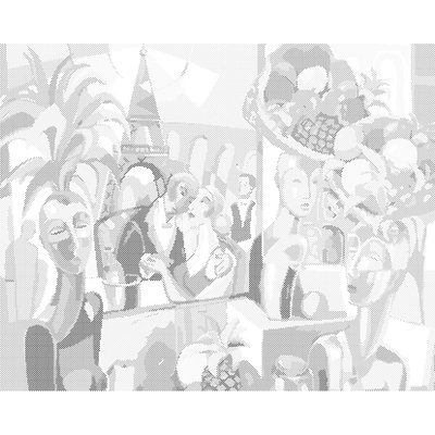 ZUTY Bodkovanie - ABSTRAKTNÁ REŠTAURÁCIA V PARÍŽI Rámovanie: bez rámu a bez vypnutia plátna, Rozmer: 40x50 cm