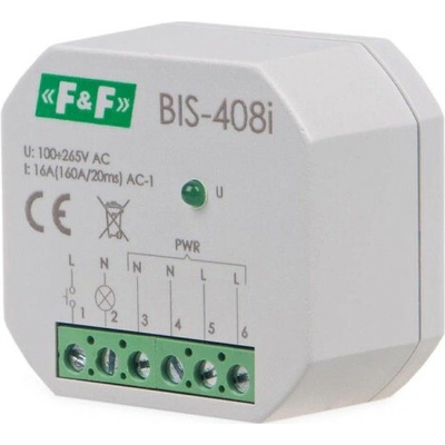 BIS-408-LED/230 - Impulzní relé ZAPNI/VYPNI, 230V, 16A (160A/20ms), 1x NO