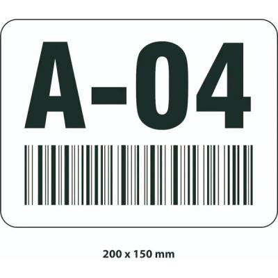 Samolepicí značení skladovacích míst – polykarbonát, černo‐bílá, 200×150 mm