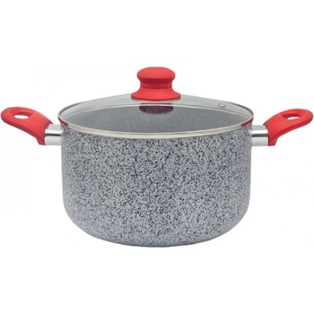 Sapir Дълбока тенджера с капак ZEPHYR Actual line ZP 1318 NM26D, 7 литра, 26х14.5 см, Мраморно-керамично покритие, Индукция, Сив/червен (1318120065)