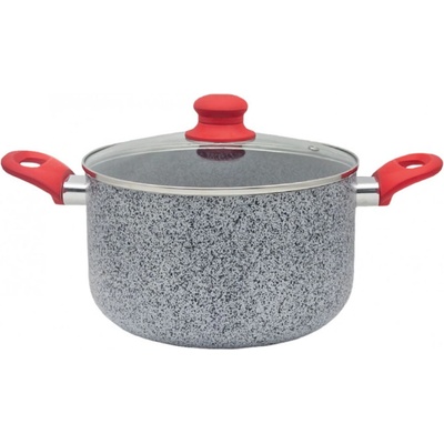 Sapir Дълбока тенджера с капак ZEPHYR Actual line ZP 1318 NM26D, 7 литра, 26х14.5 см, Мраморно-керамично покритие, Индукция, Сив/червен (1318120065)