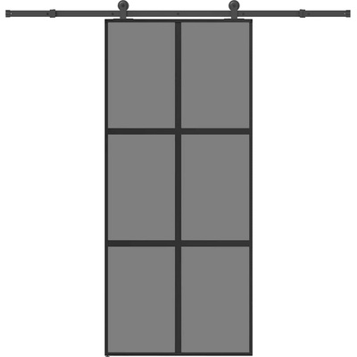 vidaXL Плъзгаща се врата с обков 90x205 см Закалено стъкло&Алуминий (3332987)