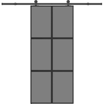 vidaXL Плъзгаща се врата с обков 90x205 см Закалено стъкло&Алуминий (3332987)