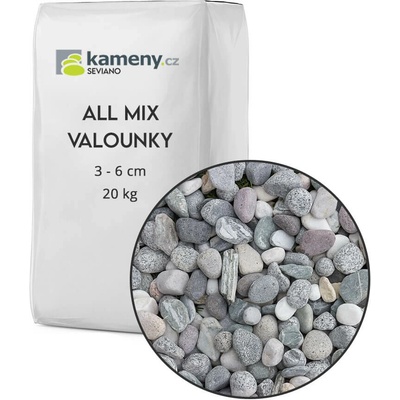 All Mix oblázky – dekorativní přírodní kameny 3 - 6 cm pro zahradu a interiér Vyberte si balení: 20 kg