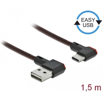 Delock EASY-USB 2.0 кабел Щепсел за конектор тип А - Щепсел за конектор USB Type-C, извит наляво / надясно, 1,