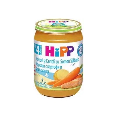 HiPP Био пюре от сьомга с ранни моркови и картофи hipp, 4+ месеца, 190 гр