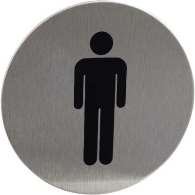 Znak rozlišovací "WC-muži", Ø 75 mm, samolepiaci, nerez