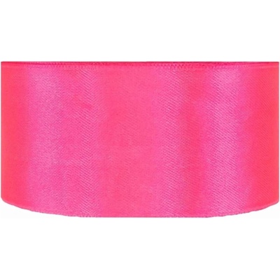 Saténová stuha oboustranná 25m x 38mm neonová růžová