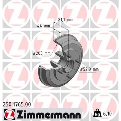 Brzdový bubon ZIMMERMANN 250.1765.00