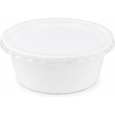 Пластмасова чиния за гулаш с капак, 500 ml, 50 броя, бяла SM-CS-17706 (SM-CS-17706)