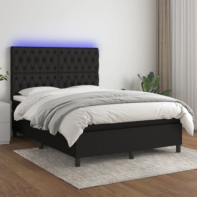 Petrashop 3135119 boxspring postel s matrací a LED černá textil