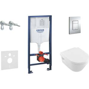 GROHE Rapid SL - Комплект от предстена инсталация, тоалетна чиния и седалка Villeroy & Boch, бутони Skate Cosmopolitan, хром 38528SET-KB (38528SET-KB)