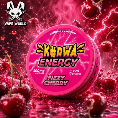 Kurwa Energy fizzy cherry kofeinové sáčky 100 mg/sáček 20 sáčků