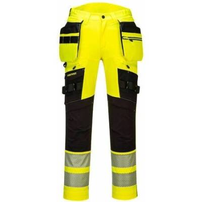 Portwest DX4 Hi-Vis kapesní kalhoty s kapsou na zip černo-žlutá