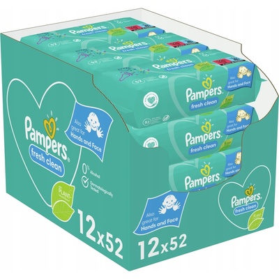 Pampers Fresh Clean Baby Wipes vlhčené ubrousky 624 ks (12 x 52 ks )