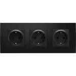 Legrand - Тройна SCHUKO розетка за дома с рамка NILOE 250V черна (LR0114E)
