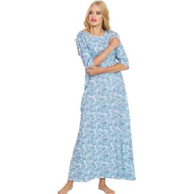 Домашна рокля със сини и тюркоазени орнаменти