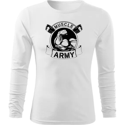 DRAGOWA FIT-T Тениска с дълъг ръкав Muscle Army Original, бяла, 160 г/м2 (5662)