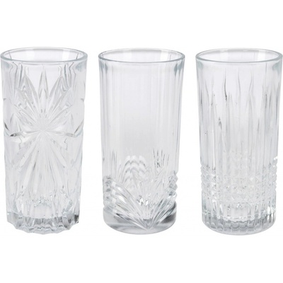 EH Excellent Houseware Sada 3 sklenic se vzorem 380 ml