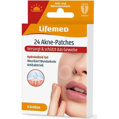 LIFEMED Náplasti na akné 3 velikosti 24 ks