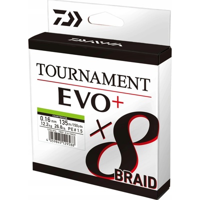 Daiwa Pletená Šňůra Tournament X8 Braid Evo+ Chartreuse 270m 0,08mm 4,90kg