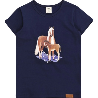 Walkiddy Тениска 'Little & Big Horses' синьо, размер 110