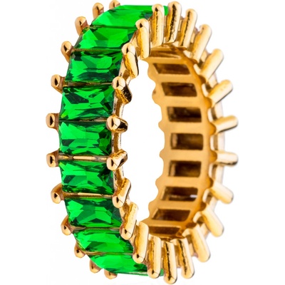 Franco Bene Pozlacený Crystal prsten zelený 1016