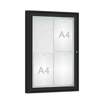 PROCITY Vonkajšia vitrína Classique, 4 x A4, plexi, čierna