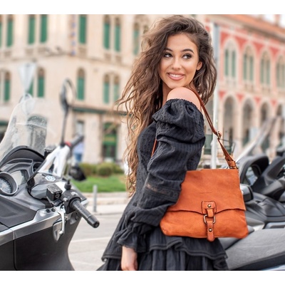 Mazzini Marco kožená kabelka vintage old pelle camel v46b