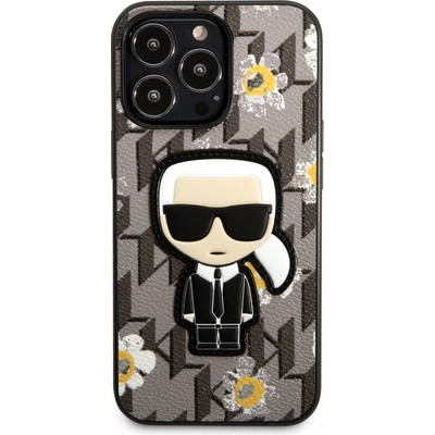 Pouzdro Karl Lagerfeld Ikonik Flower Apple iPhone 13 Pro, šedé